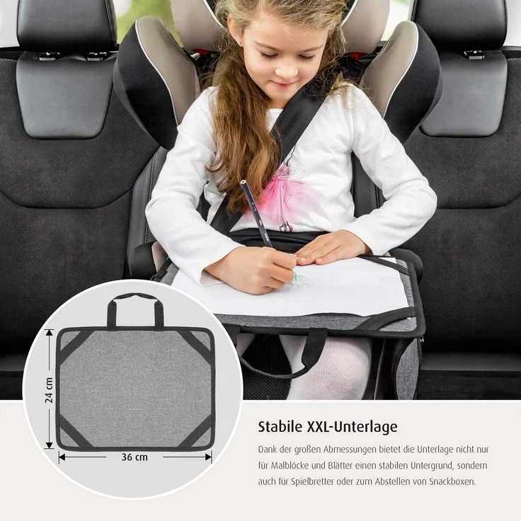reer Malunterlage für unterwegs TravelKid Play, leicht und stabil, praktische Taschen, wasserabweisend, schmutzabweisend, grau – Bild 5