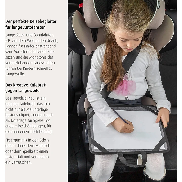 reer Malunterlage für unterwegs TravelKid Play, leicht und stabil, praktische Taschen, wasserabweisend, schmutzabweisend, grau – Bild 7