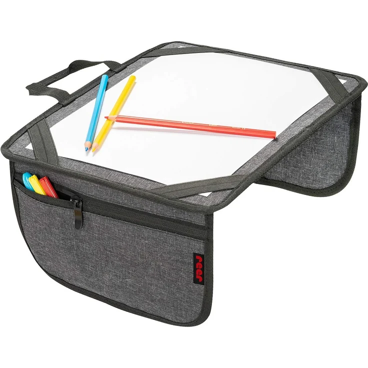 reer Malunterlage für unterwegs TravelKid Play, leicht und stabil, praktische Taschen, wasserabweisend, schmutzabweisend, grau – Bild 1