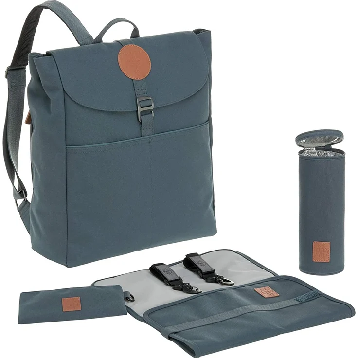LÄSSIG Baby Wickelrucksack Wickeltasche Babytasche stylische Tasche inkl. Wickelzubehör/Backpack Adventure, Petrol – Bild 1