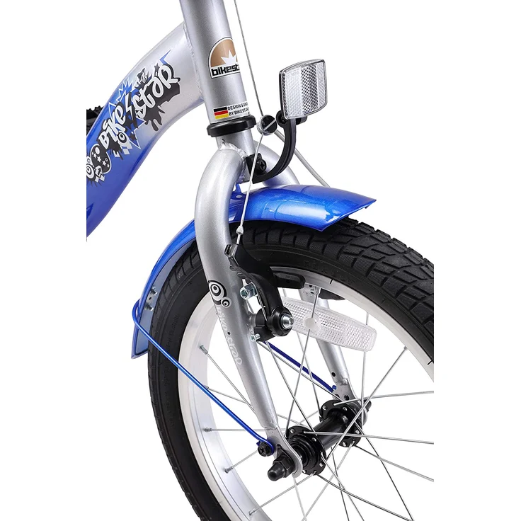 Bikestar 'Kinderfahrrad 16 Zoll', Classic, Silber & Blau, inkl. Reflektoren, Fahrradklingel, Gepäckträger und Seitenständer – Bild 7