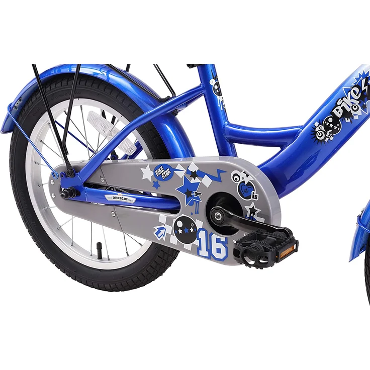 Bikestar 'Kinderfahrrad 16 Zoll', Classic, Silber & Blau, inkl. Reflektoren, Fahrradklingel, Gepäckträger und Seitenständer – Bild 6