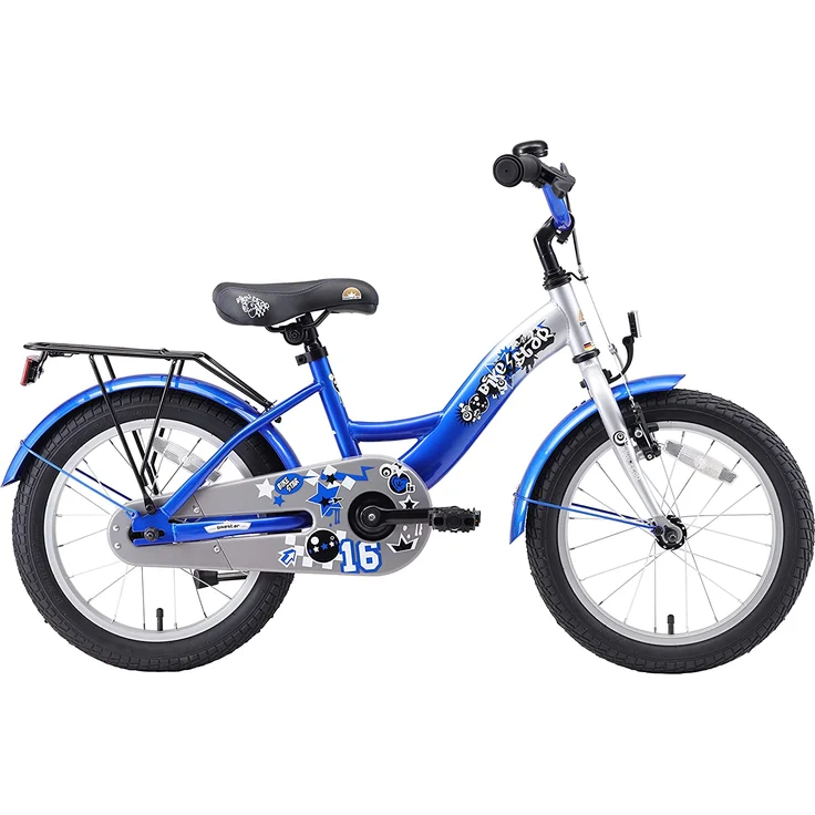 Bikestar 'Kinderfahrrad 16 Zoll', Classic, Silber & Blau, inkl. Reflektoren, Fahrradklingel, Gepäckträger und Seitenständer – Bild 2