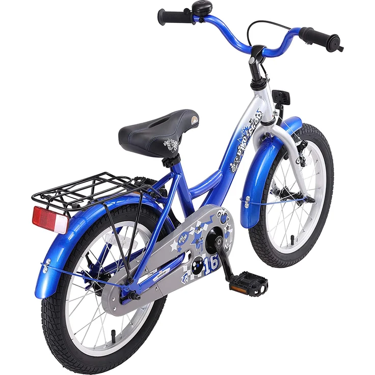 Bikestar 'Kinderfahrrad 16 Zoll', Classic, Silber & Blau, inkl. Reflektoren, Fahrradklingel, Gepäckträger und Seitenständer – Bild 4
