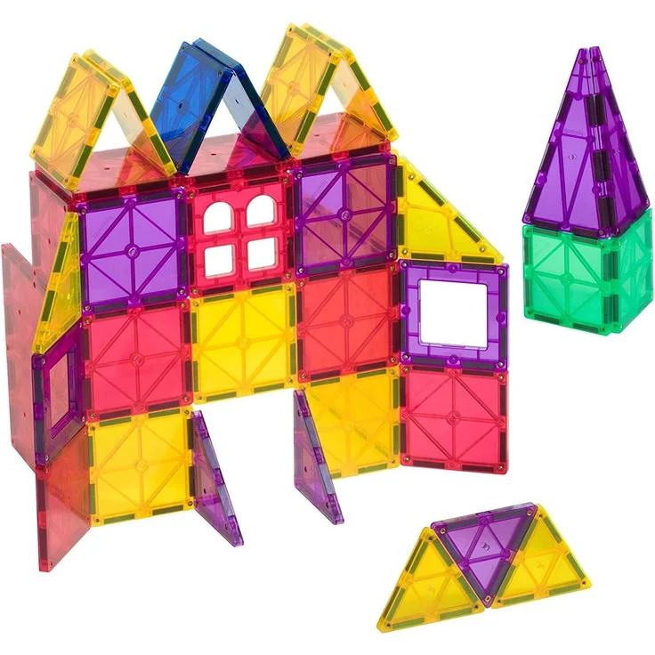 Playmags 60-teiliges Starter-Set: Mit garantiert stärksten Magneten, robust, super langlebig und mit lebendigen, klaren Farbkacheln. 6-teiliges Clickins-Zubehör für mehr Kreativität – Bild 2