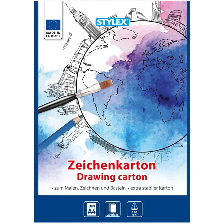 Stylex Zeichenkartonblock DIN A4 20 Blatt – Bild 1
