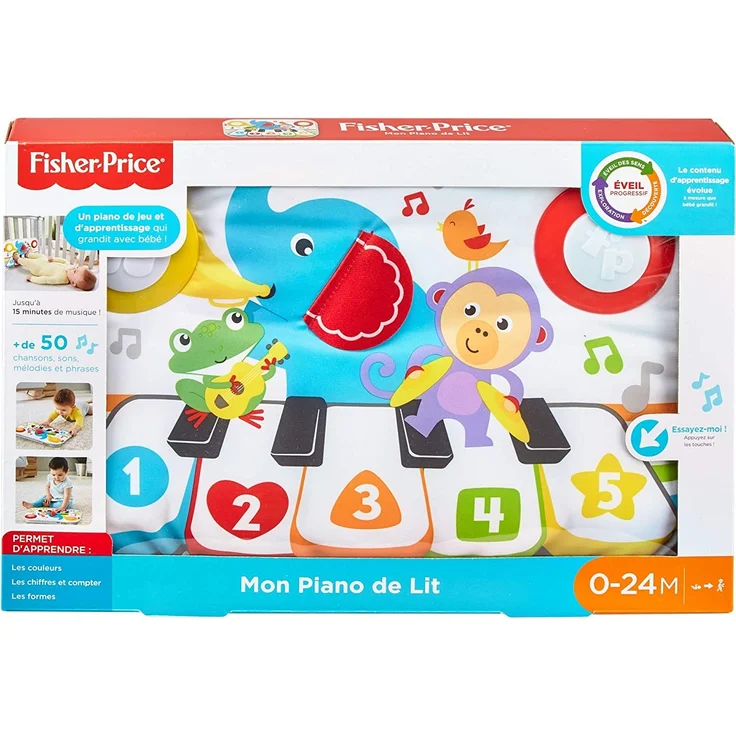 Fisher Price My Piano Babybett für Gitterbett, Ton, Melodien und Licht, 3 Spielstufen, ab der Geburt, GFJ49 – Bild 6