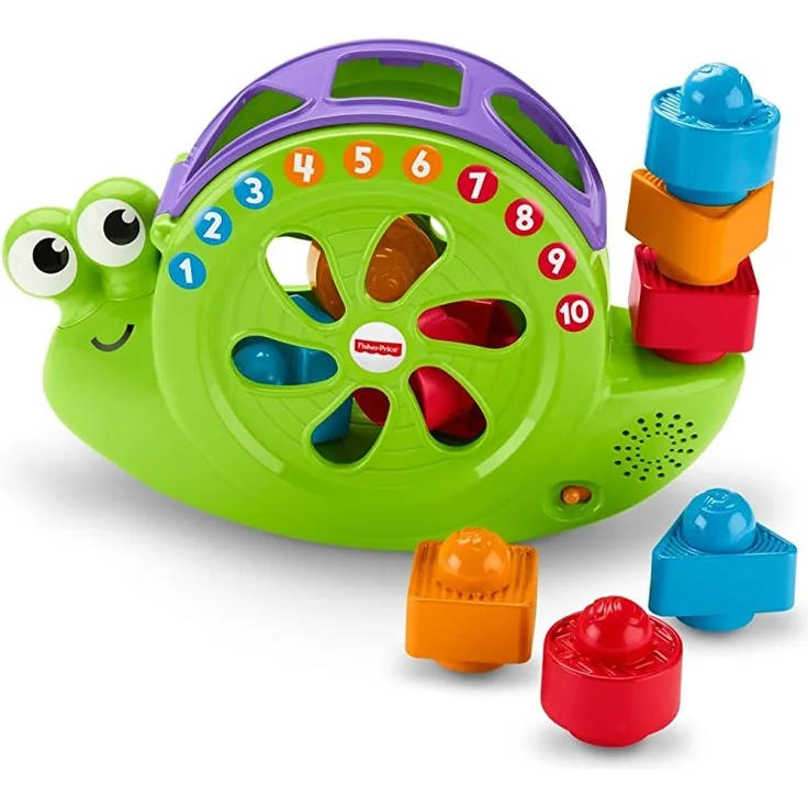 Fisher-Price FRB88 - Babys Musikschnecke mit Spielblöcken, Lernspielzeug für Farben Zahlen und Formen, Baby Spielzeug ab 6 Monaten, deutschsprachig