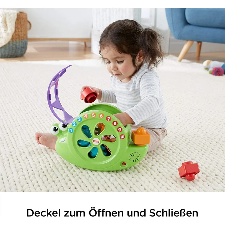 Fisher-Price FRB88 - Babys Musikschnecke mit Spielblöcken, Lernspielzeug für Farben Zahlen und Formen, Baby Spielzeug ab 6 Monaten, deutschsprachig – Bild 5