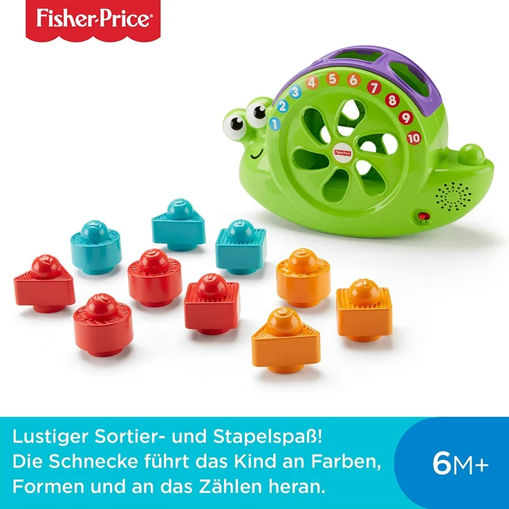 Fisher-Price FRB88 - Babys Musikschnecke mit Spielblöcken, Lernspielzeug für Farben Zahlen und Formen, Baby Spielzeug ab 6 Monaten, deutschsprachig – Bild 2