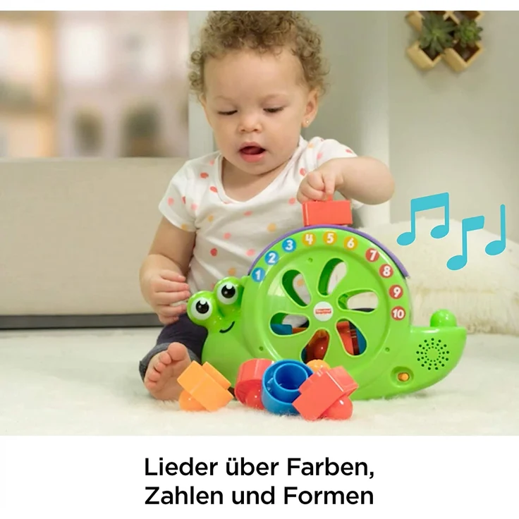 Fisher-Price FRB88 - Babys Musikschnecke mit Spielblöcken, Lernspielzeug für Farben Zahlen und Formen, Baby Spielzeug ab 6 Monaten, deutschsprachig – Bild 6