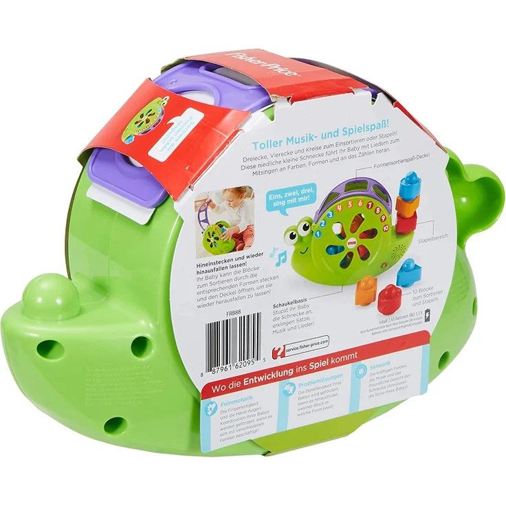 Fisher-Price FRB88 - Babys Musikschnecke mit Spielblöcken, Lernspielzeug für Farben Zahlen und Formen, Baby Spielzeug ab 6 Monaten, deutschsprachig – Bild 9