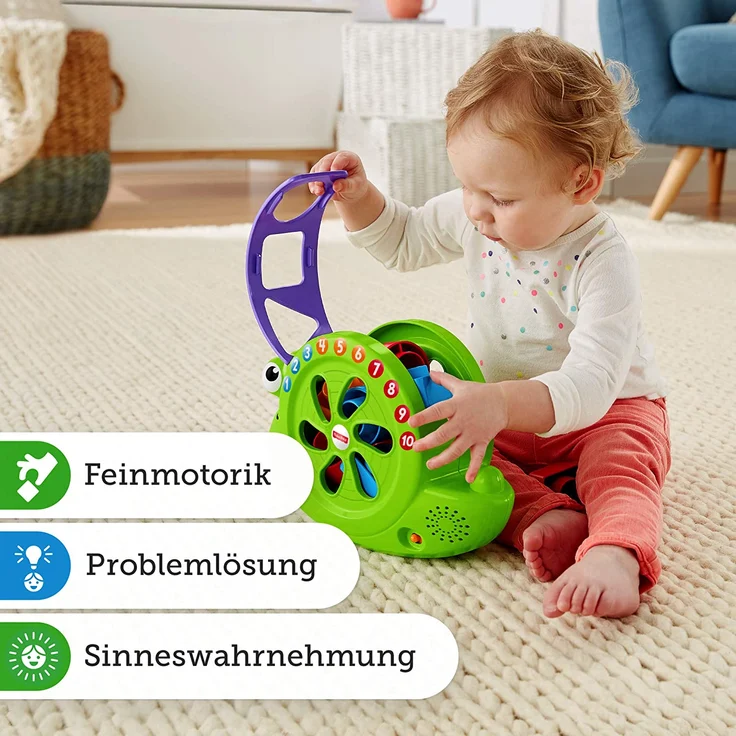 Fisher-Price FRB88 - Babys Musikschnecke mit Spielblöcken, Lernspielzeug für Farben Zahlen und Formen, Baby Spielzeug ab 6 Monaten, deutschsprachig – Bild 7