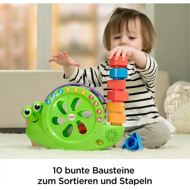 Fisher-Price FRB88 - Babys Musikschnecke mit Spielblöcken, Lernspielzeug für Farben Zahlen und Formen, Baby Spielzeug ab 6 Monaten, deutschsprachig – Bild 4