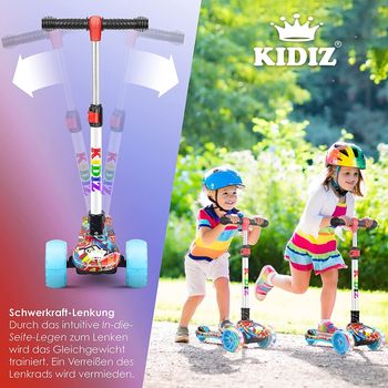 AIYAPLAY Cityroller Roller Kinder Scooter mit Leuchtenden Rädern, Bremse, 0 km/h, (klappbarer Kinderroller, 1 tlg., Höhenverstellbarer Tretroller), Faltbar, Höhenverstellbar, Schwarz