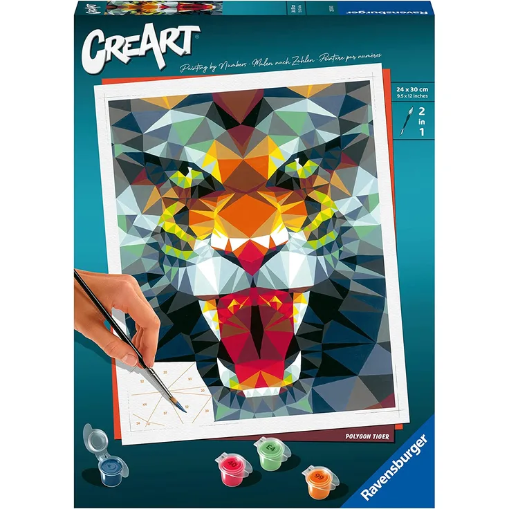 Ravensburger Malen nach Zahlen 23514 – Polygon Tiger – ab 12 Jahren