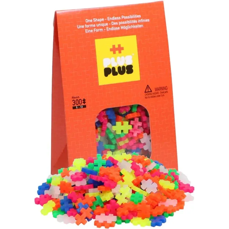 Plus-Plus 9603351 Geniales Konstruktionsspielzeug, Open Play Neon, Bausteine-Set, 300 Teile