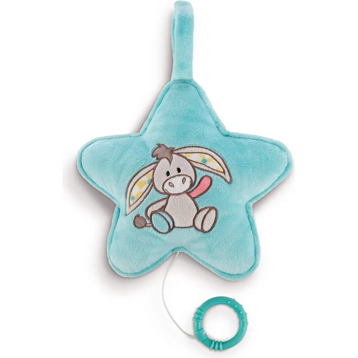 Nici 42360 My First Spieluhr Stern mit Esel Muli, 20 x 20 cm, beige