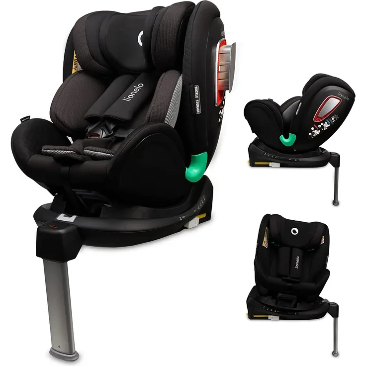 LIONELO Antoon PLUS ADAC Kindersitz, Isofix und Stützfuss, Gewichtsgruppe 0 bis 18 kg, 5-Punkt-Gurt vorwärts und rückwärts, 360-Grad-Drehbasis, Dri-Seat-Einsatz, Verdeck