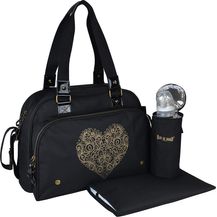 Image for BABY ON BOARD Wickeltasche Premium Tattoo & Liebe Schwarz