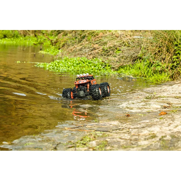 Carson 500404138 Sea Racer 1:12 – RC-Auto als Amphibienfahrzeug, 100% RTR, für Land und Wasser, robust und wasserfest, mit 2.4G Fernsteuerung, Orange – Bild 4