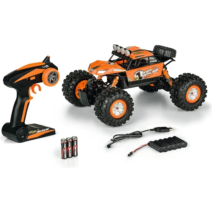 Carson 500404138 Sea Racer 1:12 – RC-Auto als Amphibienfahrzeug, 100% RTR, für Land und Wasser, robust und wasserfest, mit 2.4G Fernsteuerung, Orange – Bild 1