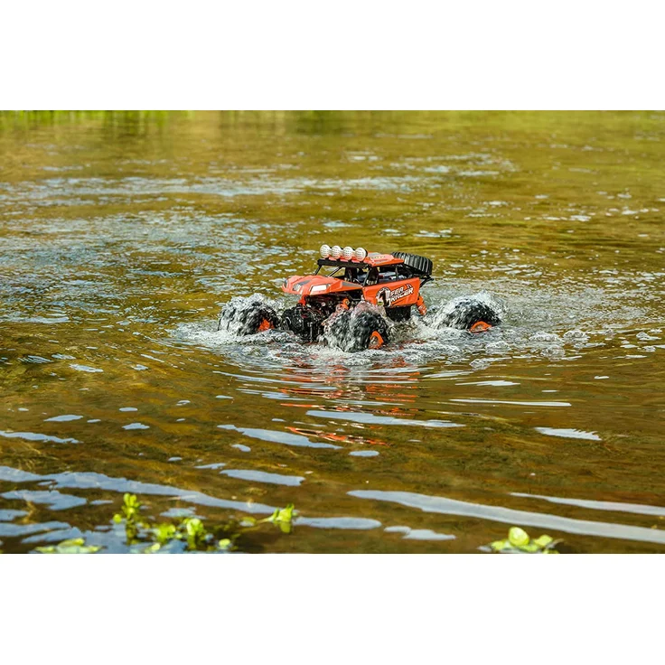 Carson 500404138 Sea Racer 1:12 – RC-Auto als Amphibienfahrzeug, 100% RTR, für Land und Wasser, robust und wasserfest, mit 2.4G Fernsteuerung, Orange – Bild 3