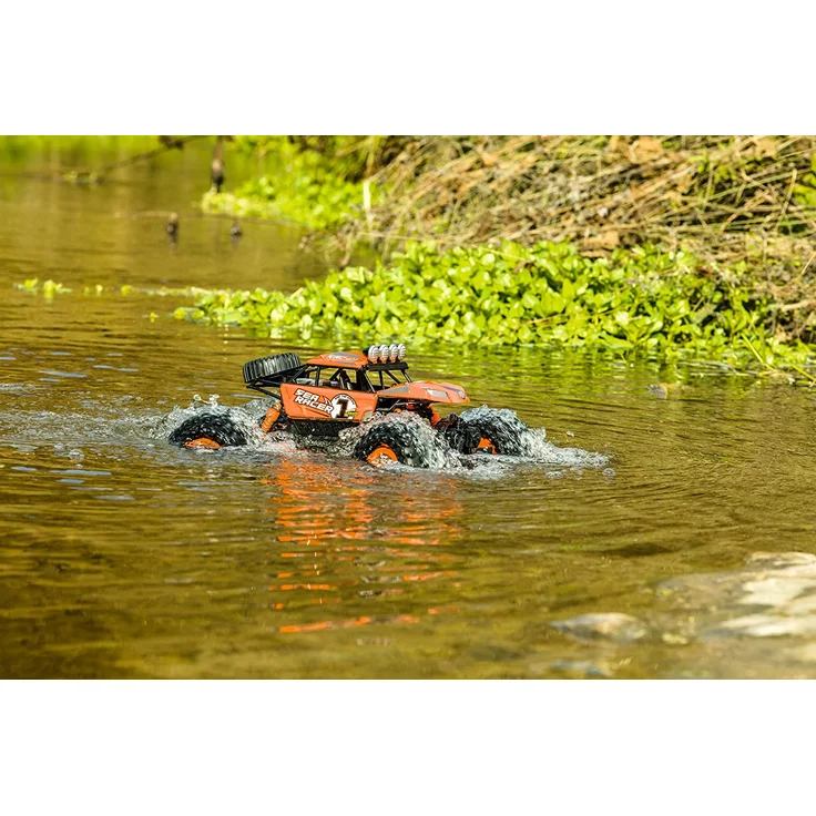 Carson 500404138 Sea Racer 1:12 – RC-Auto als Amphibienfahrzeug, 100% RTR, für Land und Wasser, robust und wasserfest, mit 2.4G Fernsteuerung, Orange – Bild 5