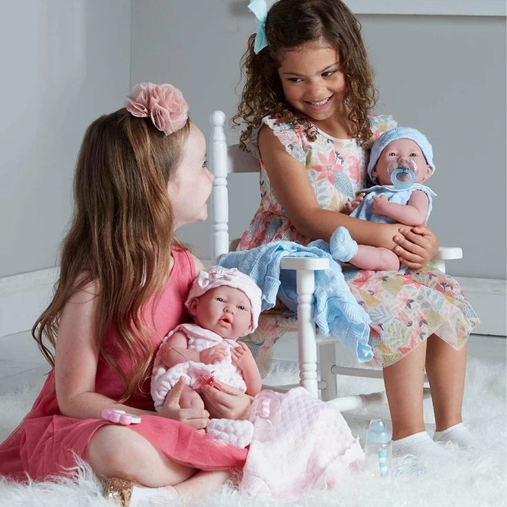 Berenguer Baby-Puppe in rosa Strickstrampler mit Decke, Vinyl, Mädchen – Bild 5