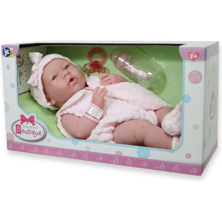Berenguer Baby-Puppe in rosa Strickstrampler mit Decke, Vinyl, Mädchen – Bild 7