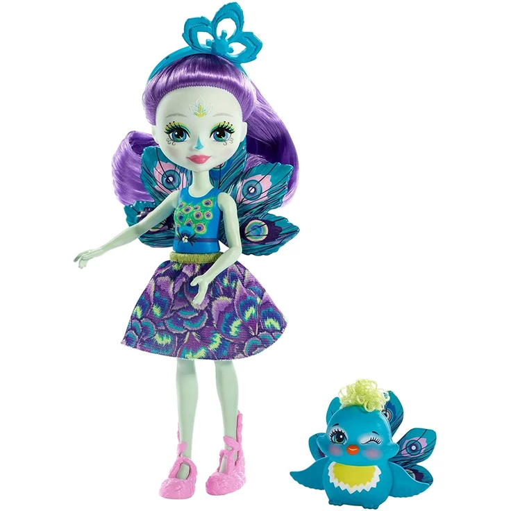 Enchantimals FXM74 - Pfauenmädchen Patter Peacock Puppe und Tierfreund Flap – Bild 1