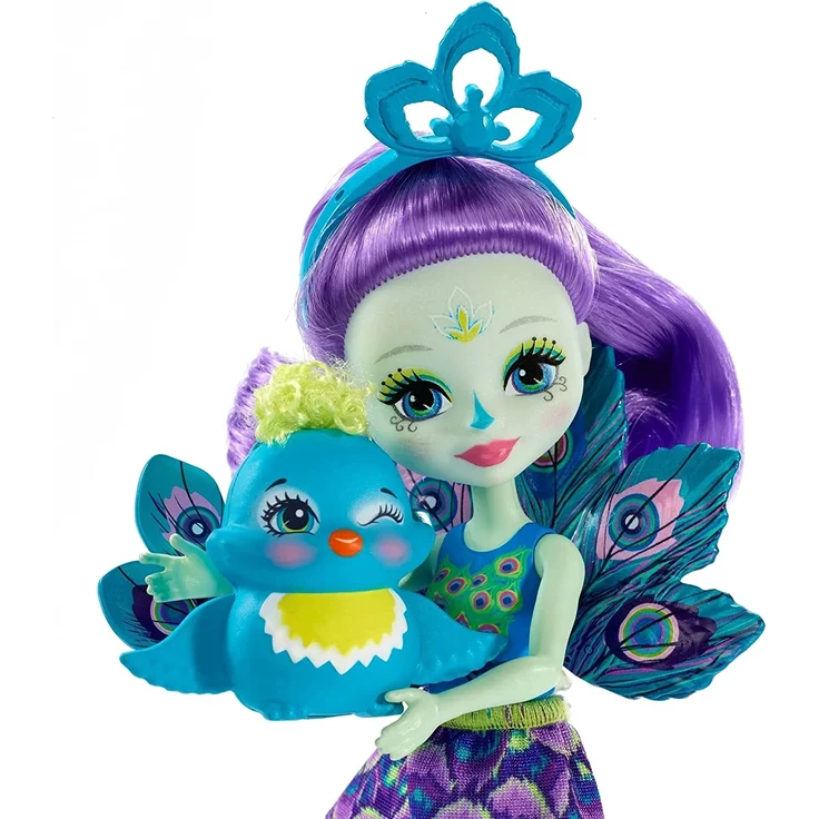 Enchantimals FXM74 - Pfauenmädchen Patter Peacock Puppe und Tierfreund Flap – Bild 5