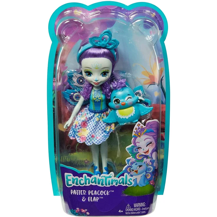 Enchantimals FXM74 - Pfauenmädchen Patter Peacock Puppe und Tierfreund Flap – Bild 8