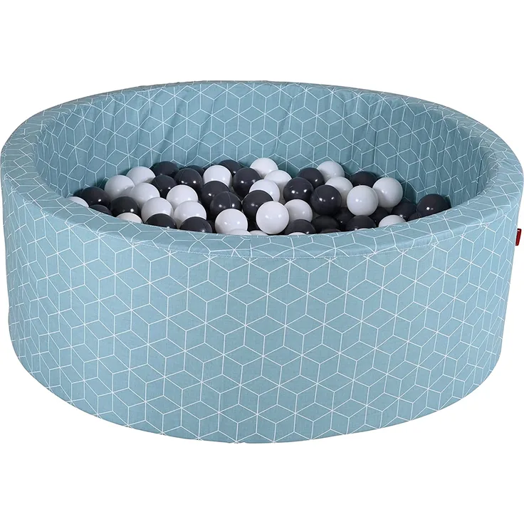 Bällebad soft - "Geo cube neo mint" - 300 balls - grey/creme