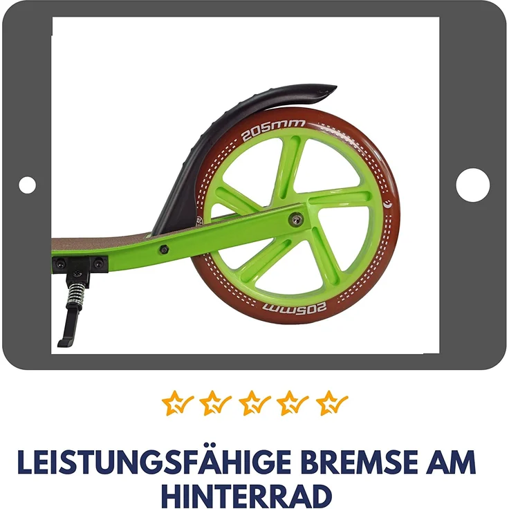 Best Sporting Scooter Leopard 205er Rolle, aus Aluminium, klappbar, hellgrün – Bild 6