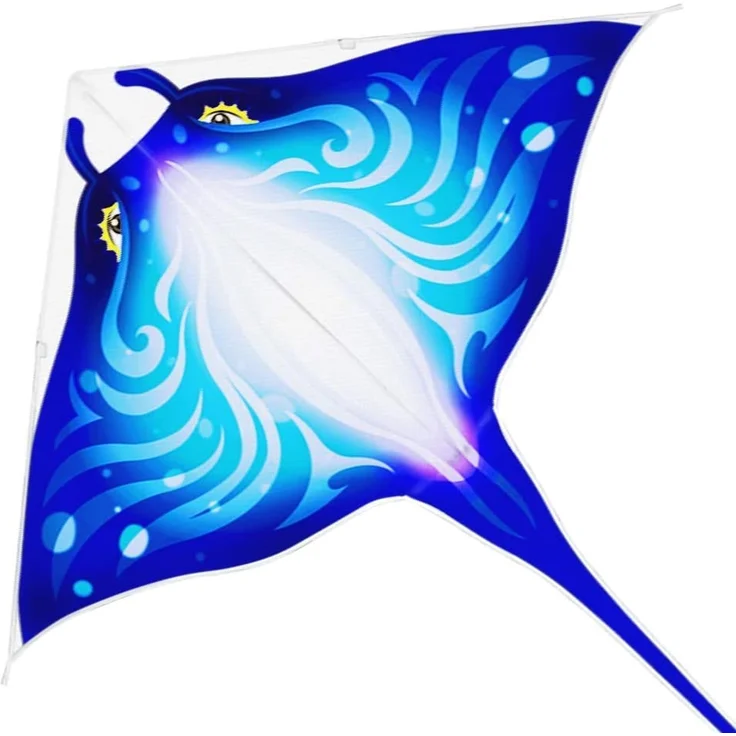 Mint's Colorful Life Devil Fish Drachen für Kinder und Erwachsene, Delta-Drachen einleiner groß, Flugdrachen (Blau) – Bild 1