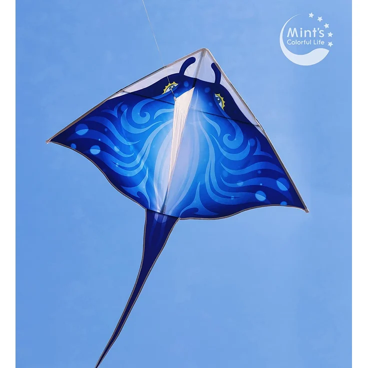 Mint's Colorful Life Devil Fish Drachen für Kinder und Erwachsene, Delta-Drachen einleiner groß, Flugdrachen (Blau) – Bild 6
