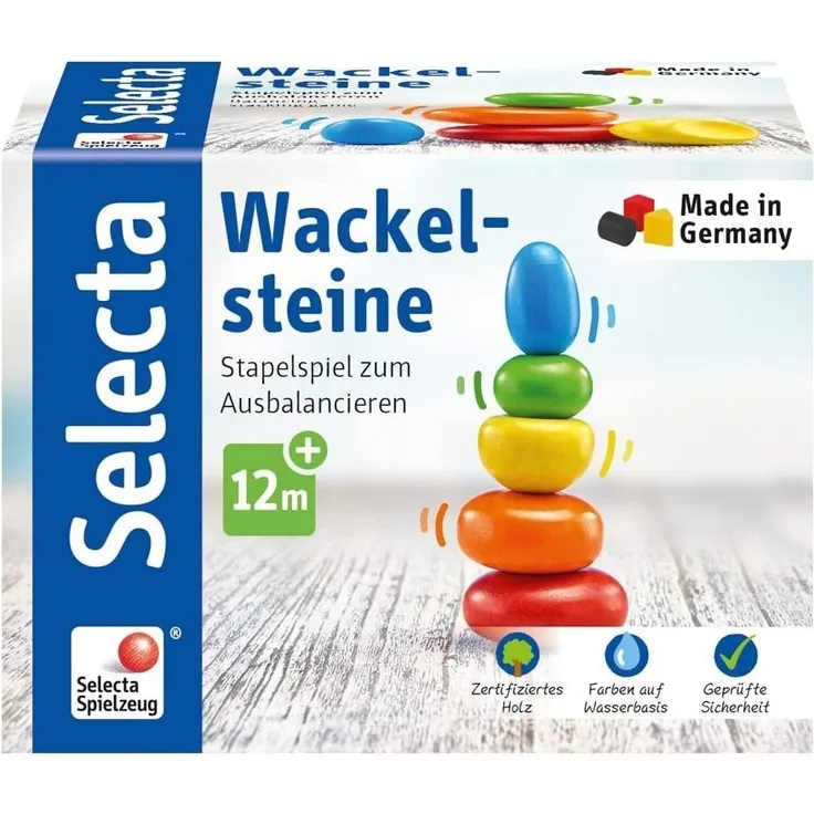 Selecta 62009 Wackelsteine, Stapelspielzeug aus Holz, 6 cm
