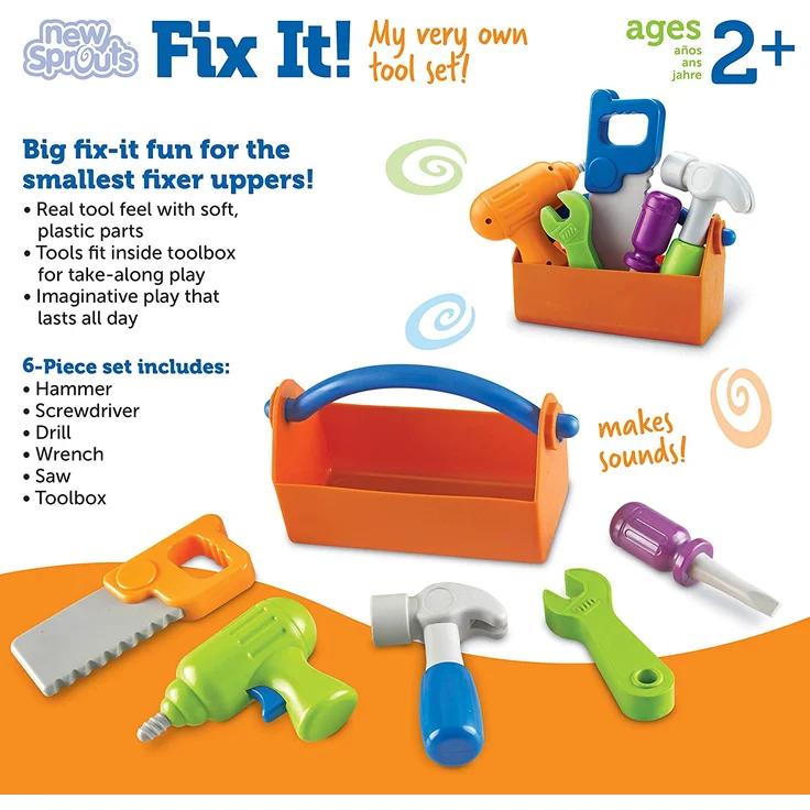 Learning Resources LER9230 New Sprouts Werkzeugkoffer für Kleinkinder, 6 Stück - Preisvergleich – Bild 6