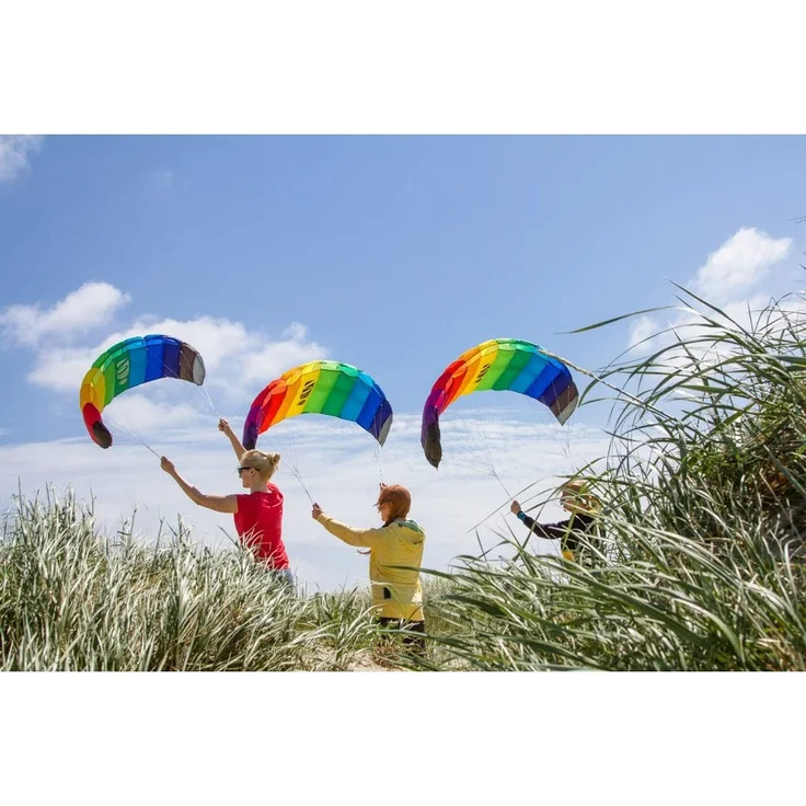 HQ 11768250 - Symphony Beach III 1. 8 Rainbow, Zweileiner Lenkmatten, ab 12 Jahren, 60x180cm, inkl. 70 kp Blendlineschnüre 2x25m auf Winder mit Schlaufen, 2-6 Beaufort – Bild 5
