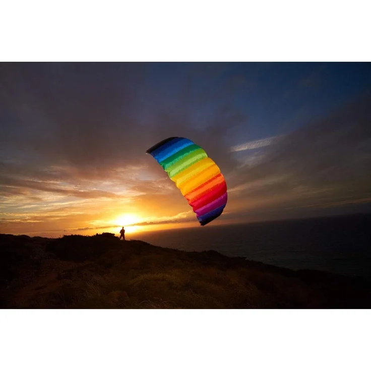 HQ 11768250 - Symphony Beach III 1. 8 Rainbow, Zweileiner Lenkmatten, ab 12 Jahren, 60x180cm, inkl. 70 kp Blendlineschnüre 2x25m auf Winder mit Schlaufen, 2-6 Beaufort – Bild 7