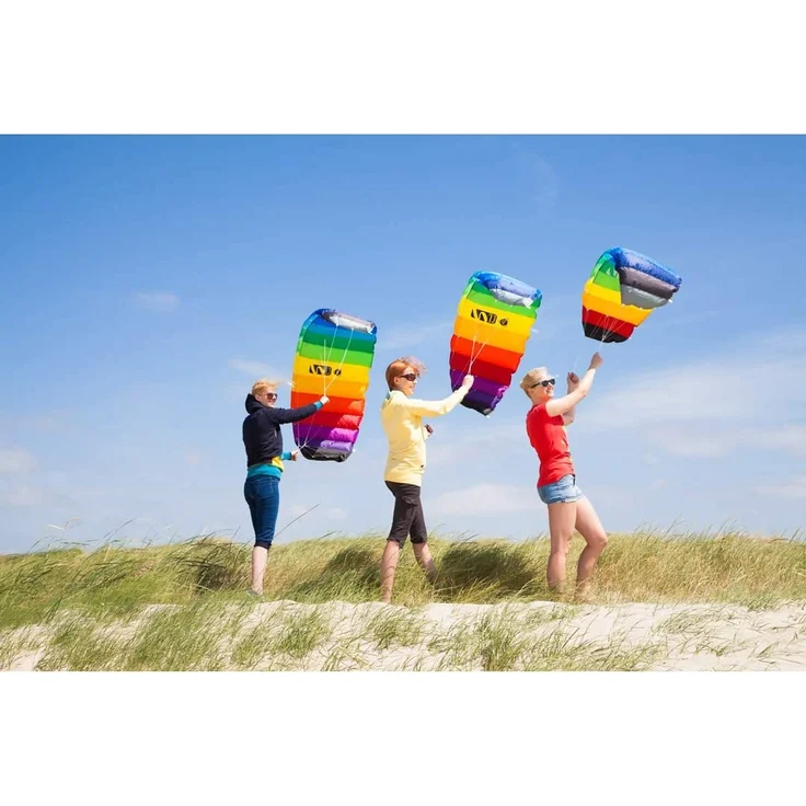 HQ 11768250 - Symphony Beach III 1. 8 Rainbow, Zweileiner Lenkmatten, ab 12 Jahren, 60x180cm, inkl. 70 kp Blendlineschnüre 2x25m auf Winder mit Schlaufen, 2-6 Beaufort – Bild 6