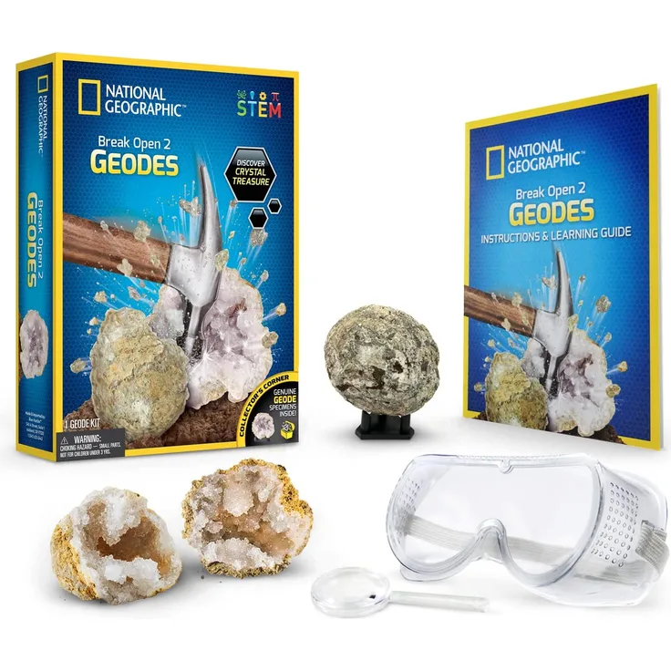 Bandai – National Geographic - Entdeckerset – 2 Geoden zum Aufbrechen - Bildungs- und Wissenschaftsspiel – STEM – JM80572M