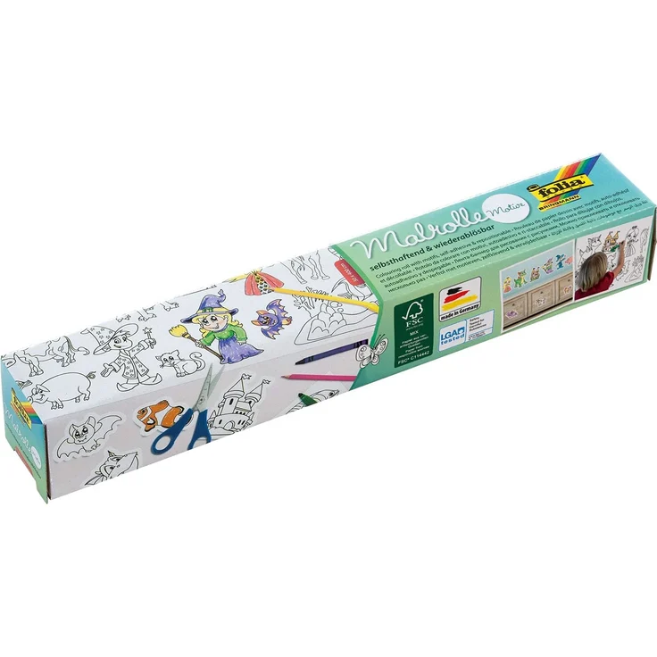 folia - Malrolle weiß mit Motiven 0,3 x 4 m – Bild 1