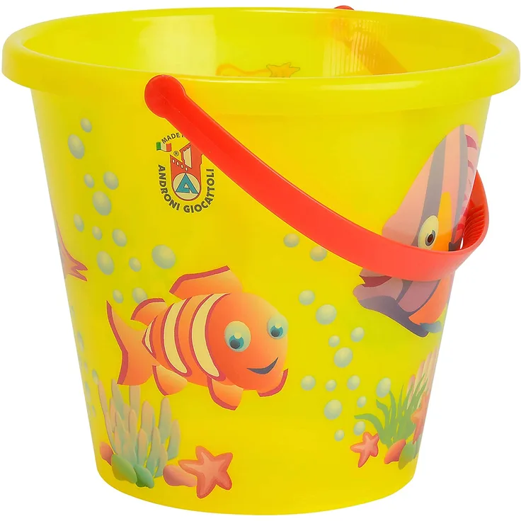 Simba 107106525 Sandspielzeug Sandeimer transparent/Erhältlich in 4 Farben/Fischmotive/Höhe 17cm / Durchmesser 20cm, Mehrfarbig