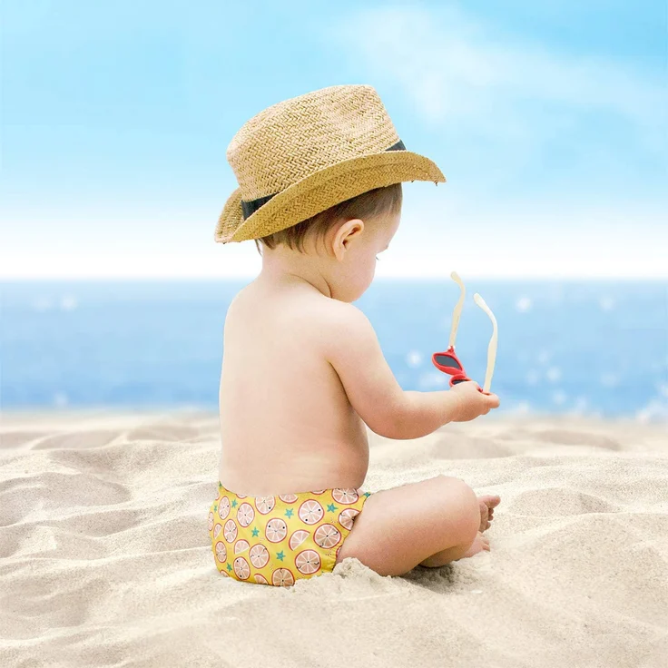 Bambino Mio, Wiederverwendbare Schwimmwindel, auslaufsicher, stylisch und leicht, Lässige Limone, L (1-2 Jahre) – Bild 3