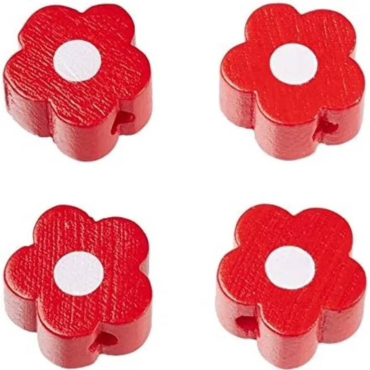 Schnulli-Blmchen 16 x 15,5 x 8 mm, DL 3 mm, rot, Btl. 4 St.