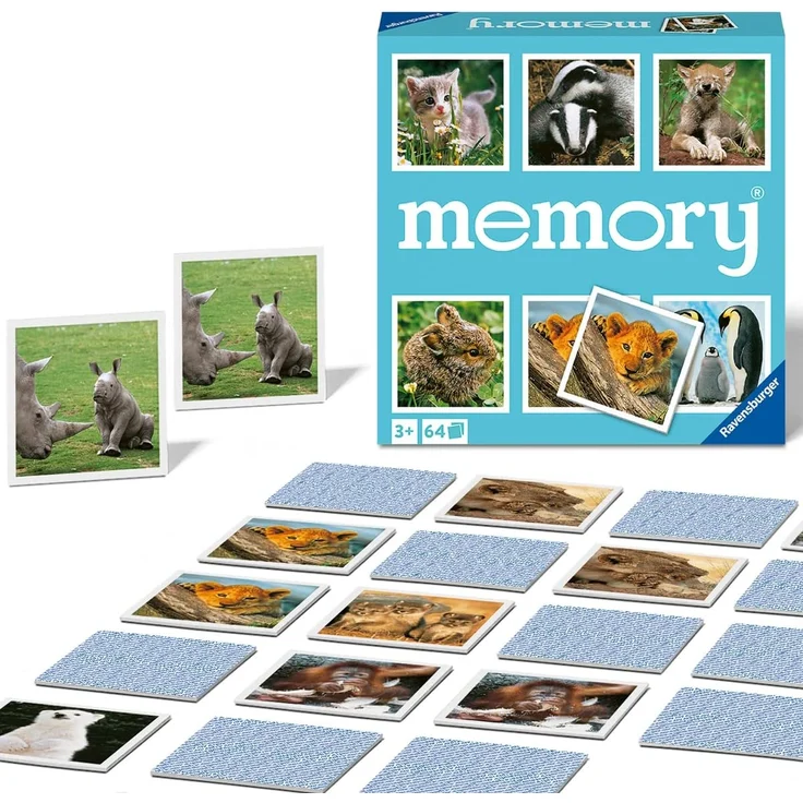 Ravensburger memory® Tierkinder - 20879 - der Spieleklassiker für Tier-Fans, Merkspiel für 2-8 Spieler ab 3 Jahren – Bild 1