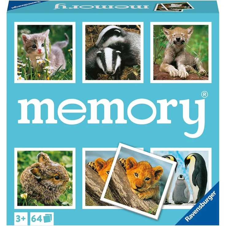 Ravensburger memory® Tierkinder - 20879 - der Spieleklassiker für Tier-Fans, Merkspiel für 2-8 Spieler ab 3 Jahren – Bild 2
