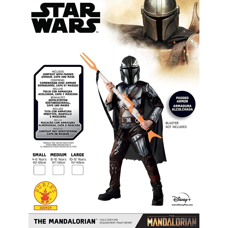 Rubies 300929 - Mandalorian Kinder Kostüm, Star Wars, Größe S,M,L – Bild 2